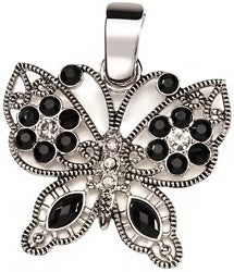 Silver and Black Rhinestone Butterfly Pendant