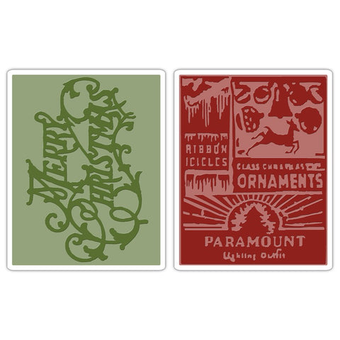 Texture Fades Merry Christmas & Vintage Holiday Embossing Folders