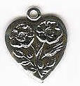 Silver Rose Heart Charm
