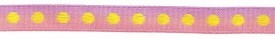Pink & Purple Ribbon with Yellow Dot (9mm)
