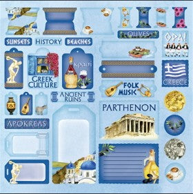 Barb Tourtillotte Greece 12x12 Sticker Sheet