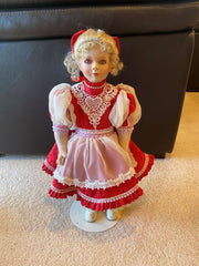 Blonde Musical Doll in Red and White Dress