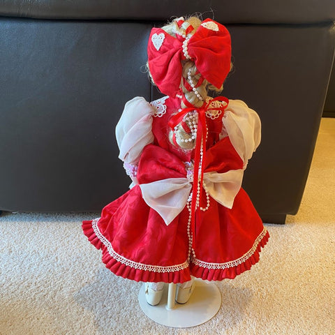 Blonde Musical Doll in Red and White Dress