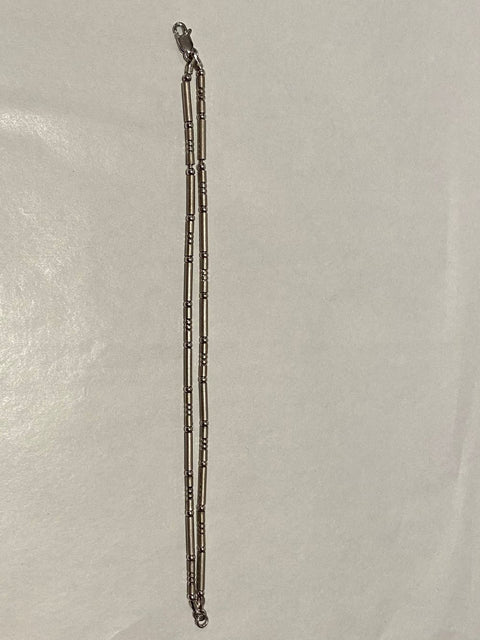 Italian Sterling Silver Vintage Double Chain Bar Link Bracelet
