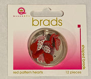 Pattern Heart Brads Red (12 Pack)