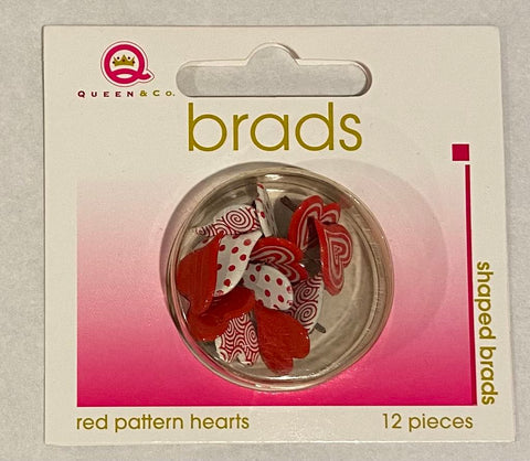 Pattern Heart Brads Red (12 Pack)