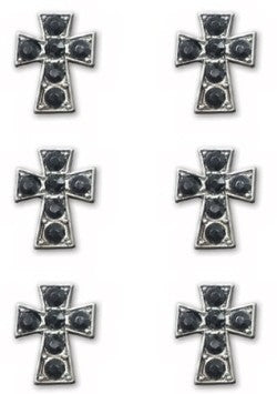 Black Cross Rhinestone Metal Brads