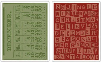 Tim Holtz Texture Fades Embossing Folders Set December Calendar & Holiday Words