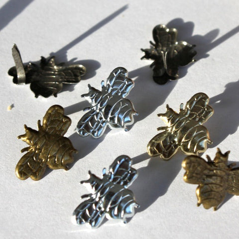 4 Silver & Gold Bee Brads