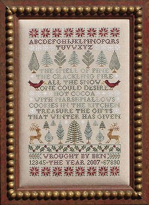 Poinsettias and Pines Cross-stitch Pattern