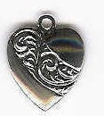 Silver Scrolled Heart Charm