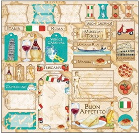 Barb Tourtillotte Italy 12x12 Sticker Sheet