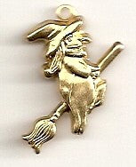 Witch on a Broom Gold Charm