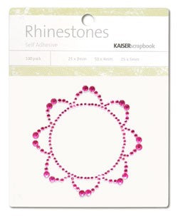 Rhinestones Retro Flower Hot Pink