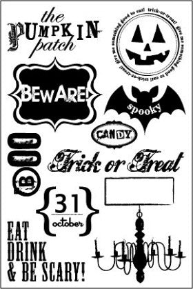 Pink Paislee Trick or Treat Clear Stamps