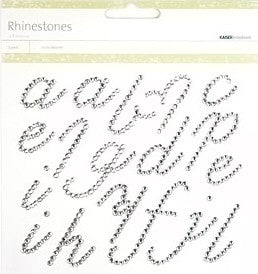 Rhinestone Script Alphabet Silver