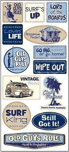 Old Guys Surf Jumbo Stickers