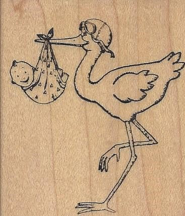 Baby and Stork Stamp