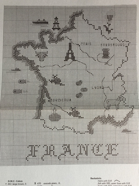 France Map Cross-stitch Pattern