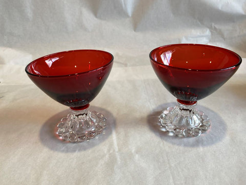 Anchor Hocking Ruby Red Bubble-footed Dessert Cups