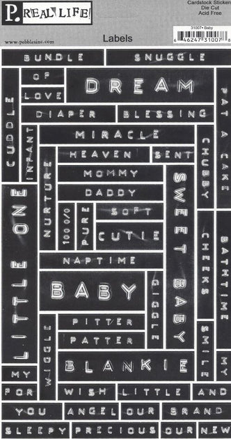 Pebbles Labels Baby Black & White – JustScrapping