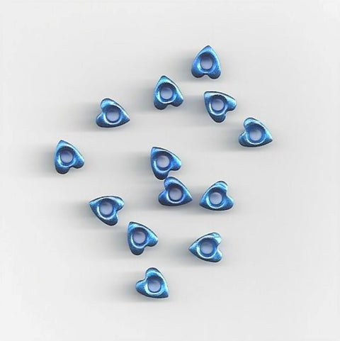 20 Metallic Blue Heart Eyelets