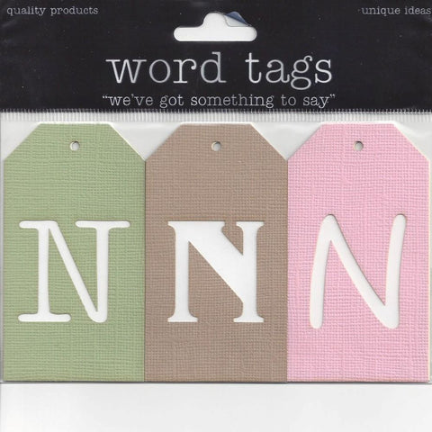 Deluxe Cuts Letter Tags N (Green, Brown and Pink)