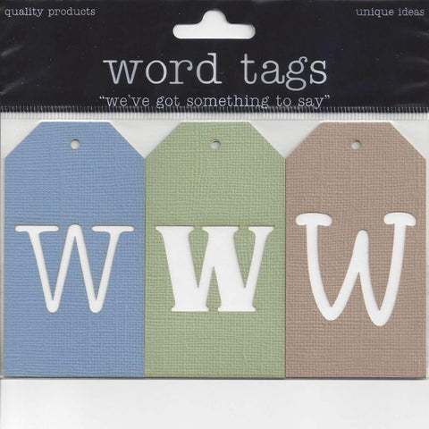 Deluxe Cuts Letter Tags W (Blue, Green and Brown)