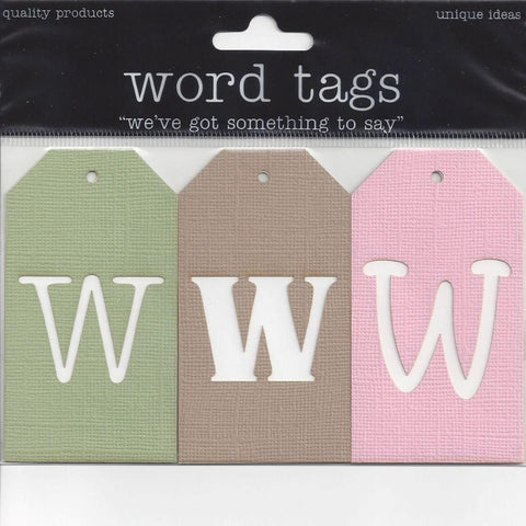 Deluxe Cuts Letter Tags W (Green, Brown and Pink)
