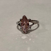 Sterling Silver Vintage Marquise Cut Pink Gemstone Ring