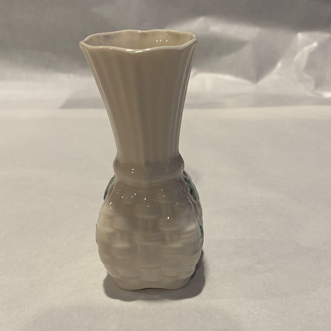 Belleek Shamrock Basketweave Vase