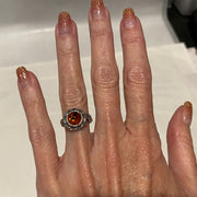 Sterling Silver Amber Ring with Ferns