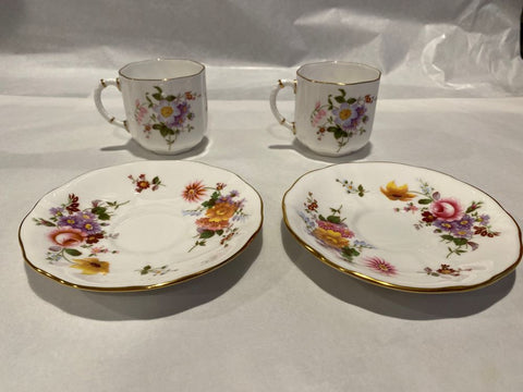 Royal Crown Derby Posies Two Demitasse Cups and Saucers