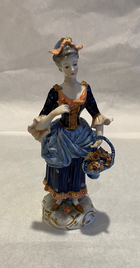 Volkstedt Lady with a Basket of Flowers Figurine
